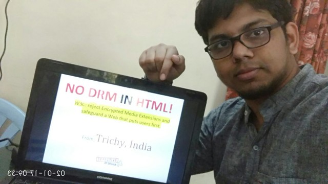 Image for Trichy, India: Selfie against DRM in Web standards
