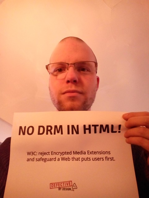 Image for At the W3C office in Paris, France -- Selfie against DRM in Web standards